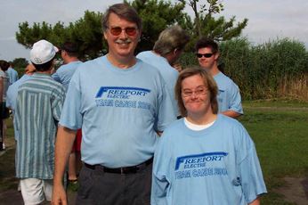 An athlete and her volunteer